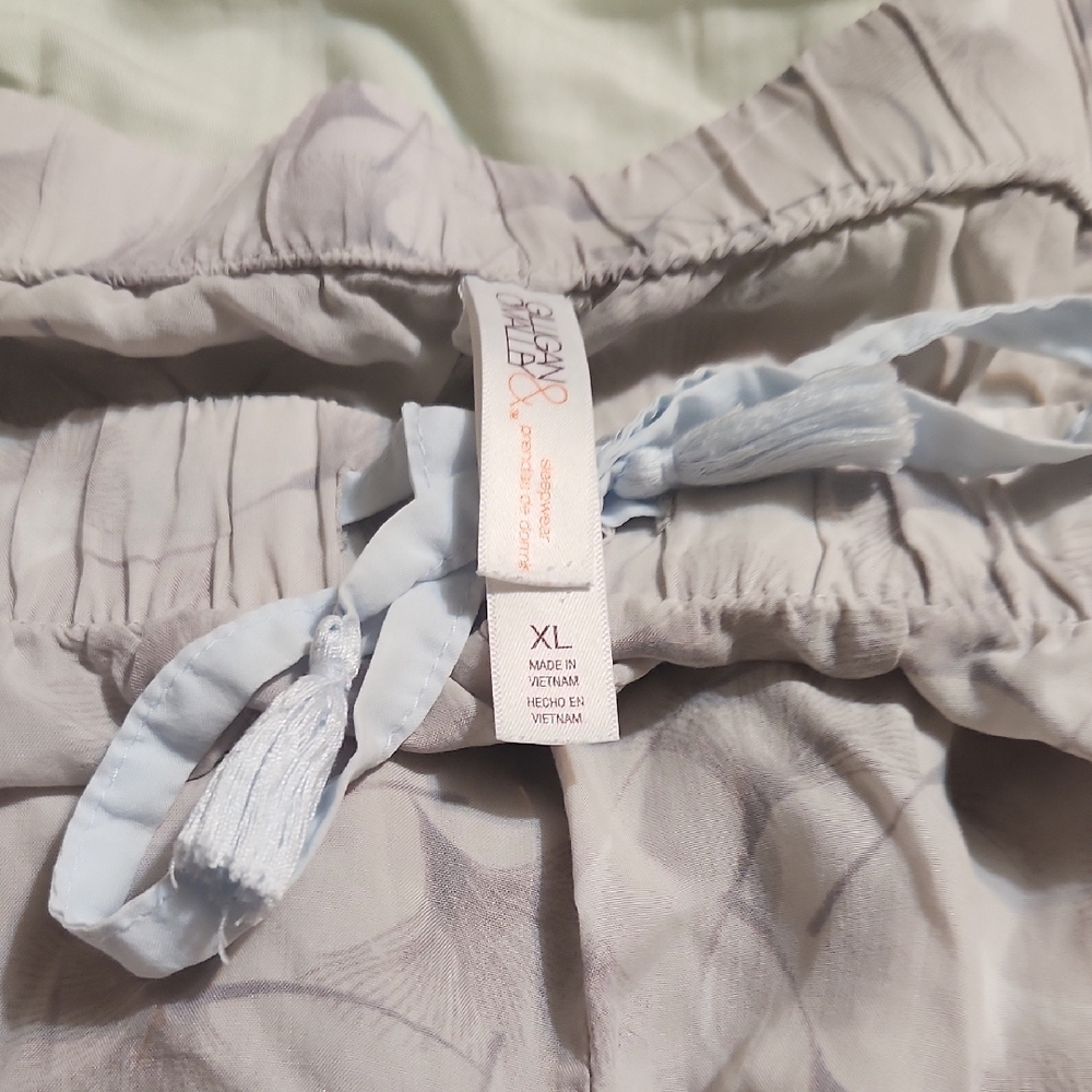 Gray Floral Drawstring Pants